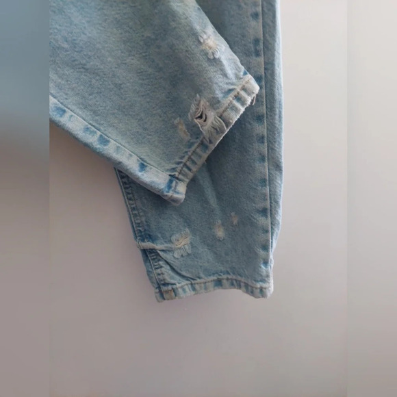 High Rise Tapered jeans lightwash distressed Buttonfly 33 New Skater Grunge - Picture 3 of 5